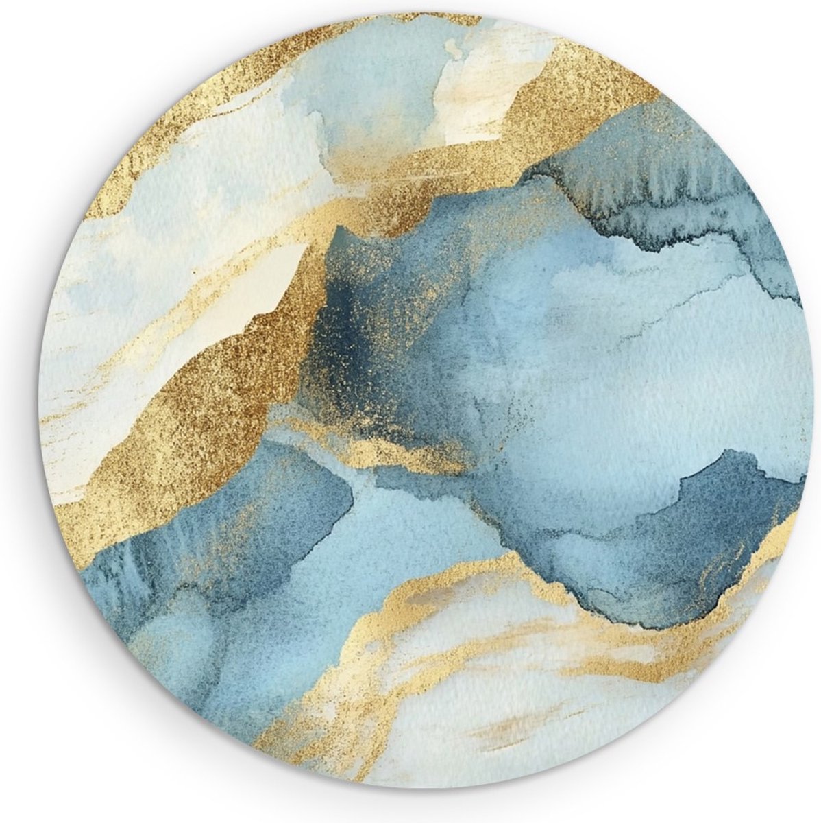 Saammp Forex Muurcirkel - Kunst - Blauw - Marmer - Abstracte Wanddecoratie Cirkel- Ø 50 - Wandcirkel - Wanddecoratie Cirkel - Muurdecoratie Woonkamer - Kantoor Decoratie