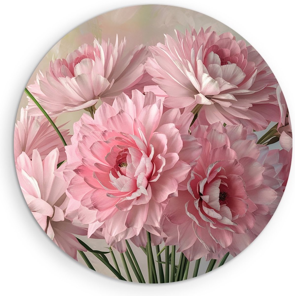 Saammp Muurcirkel Hout - Roze - Bos Bloemen - Abstract - Natuur - Ø 30 - Wandcirkel - Wanddecoratie Cirkel - Muurdecoratie Woonkamer - Kantoor Decoratie