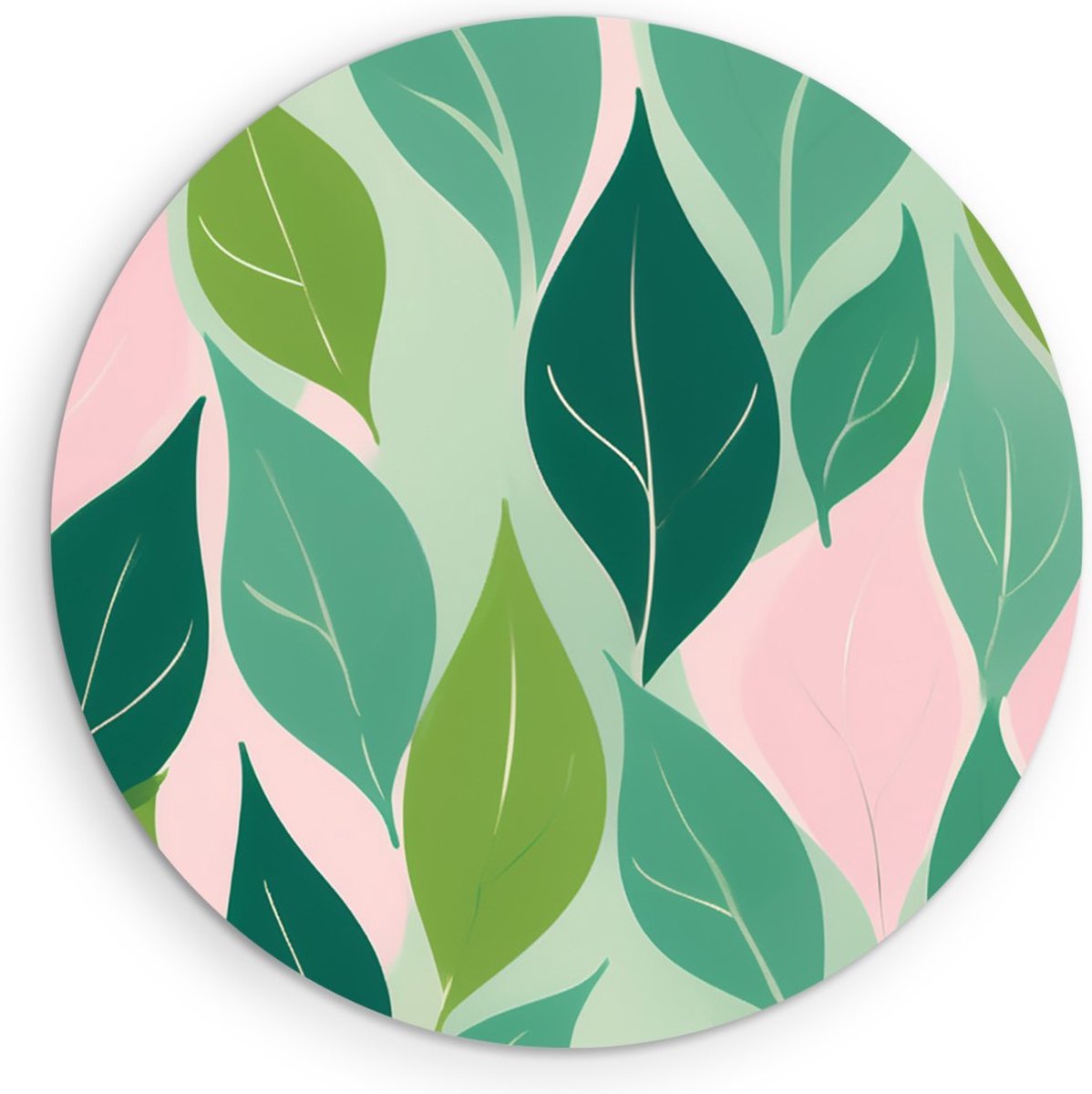 Saammp Forex Muurcirkel - Planten - Roze - Abstract - Ø 80 - Wandcirkel - Wanddecoratie Cirkel - Muurdecoratie Woonkamer - Slaapkamer decoratie - Rond Schilderij