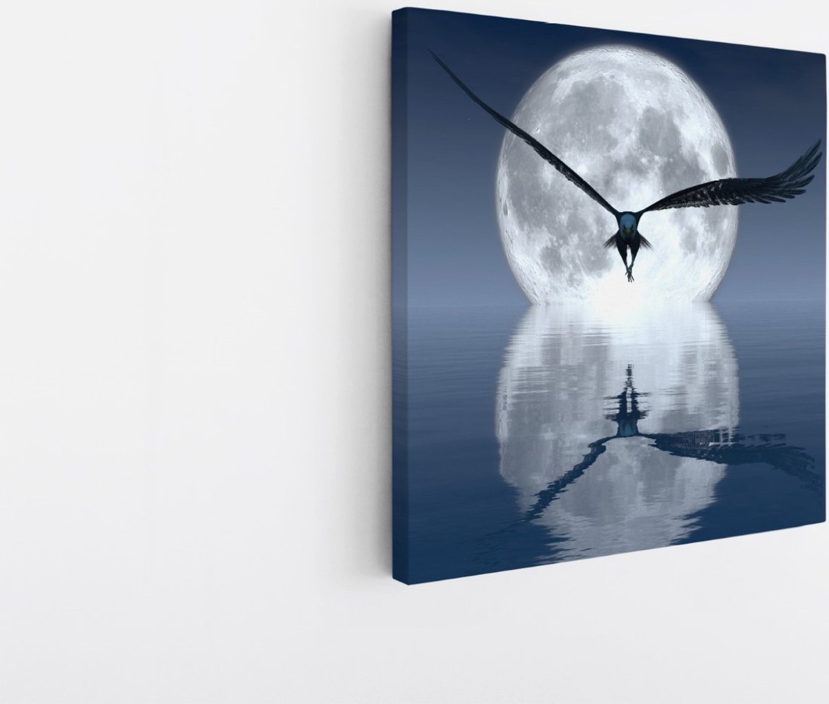 Saammp Canvas Schilderij - Zeearend voor de maan - Natuur - Dieren - 40x40 - Foto op canvas - Wanddecoratie - Muurdecoratie Woonkamer - Slaapkamer decoratie - Canvas Print Multicolor