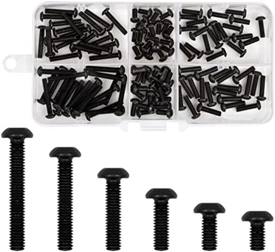 PrecisionGeek Zwart staal, zwart oxide aanzetschroef kartelschroeven DIND 464 M3 x 6 mm (5 stuks