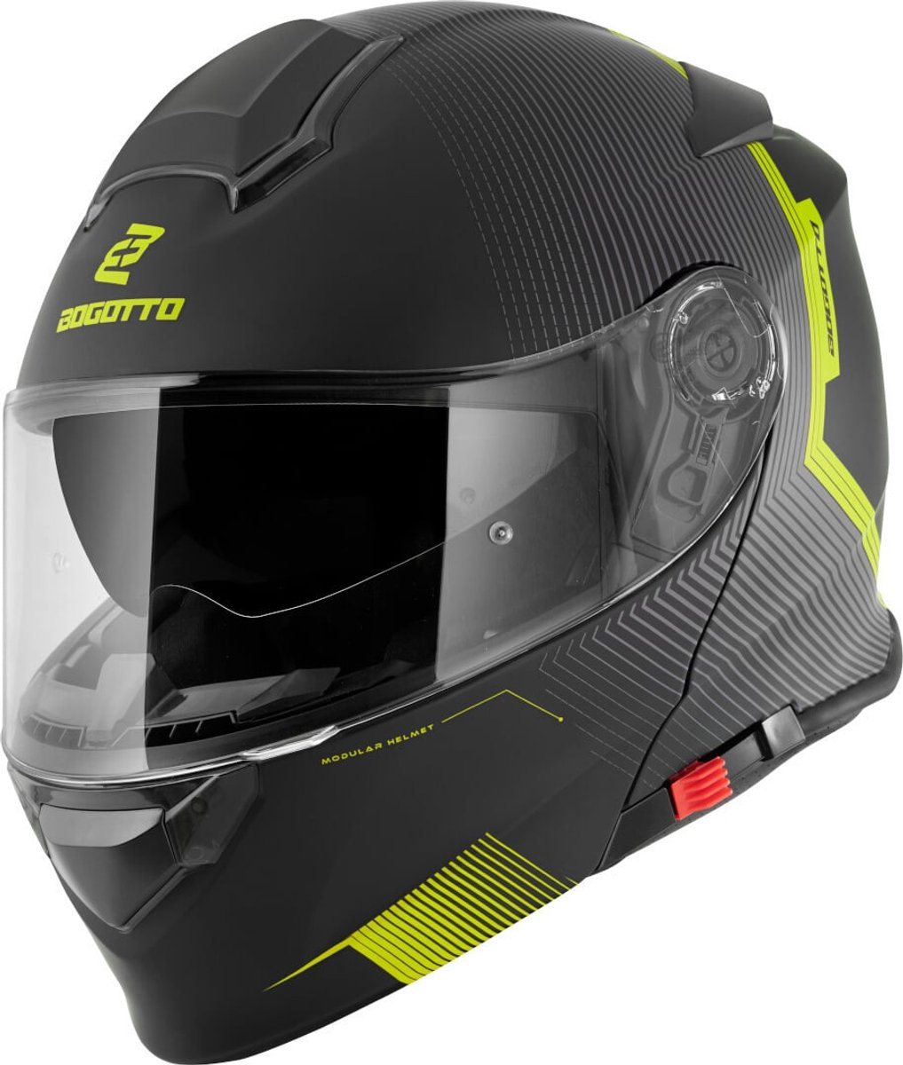 Bogotto H271 Wayke Zwart Geel Systeemhelm - Maat XXL - Helm