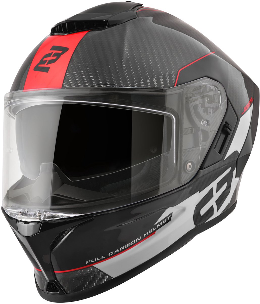 Bogotto Phantom Combo Carbon Zwart Wit Rood Integraalhelm - Maat M - Helm