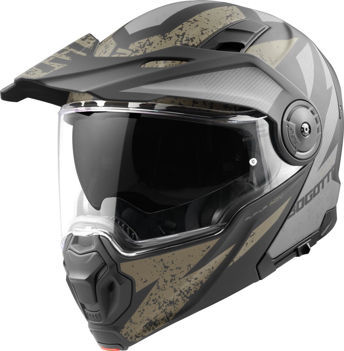 Bogotto FG-102 Safari Fiberglas Enduro Helm Zwart Grijs Bruin - Maat L - Helm