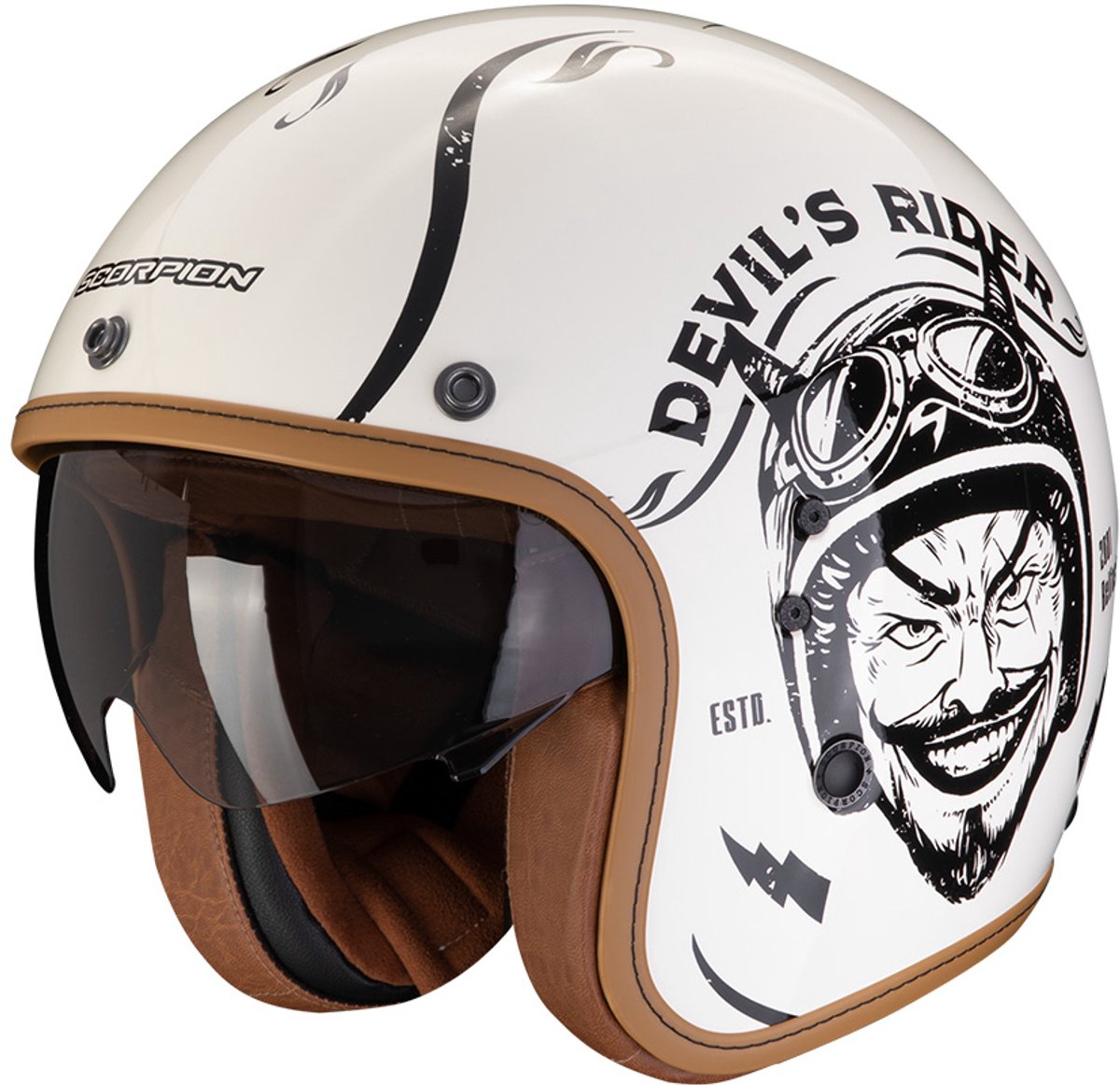 Scorpion Belfast Evo Romeo Cream Zwart Jethelm - Helm