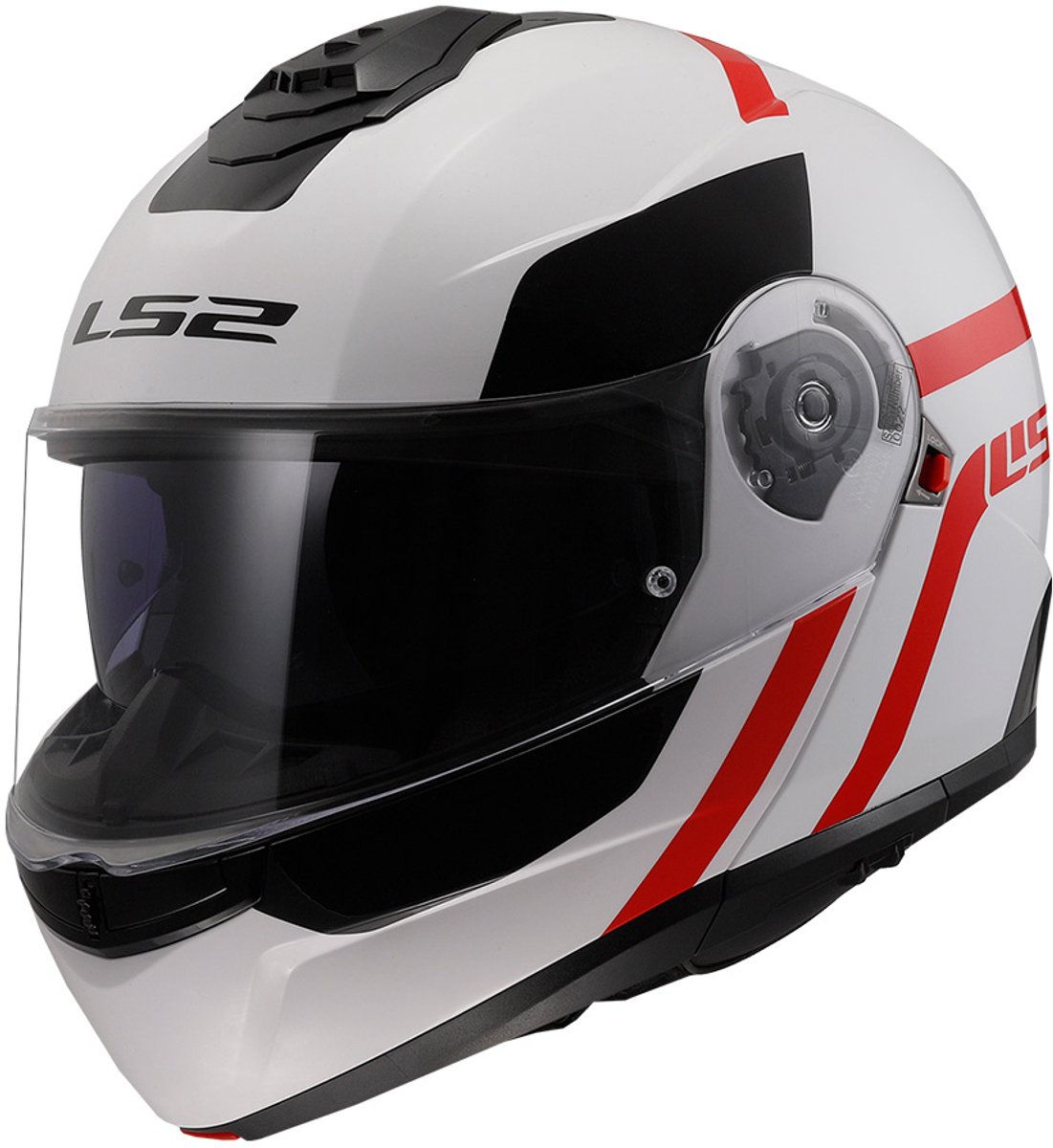 LS2 FF908 STROBE II AUTOX Wit Rood-06 Systeemhelm - Helm
