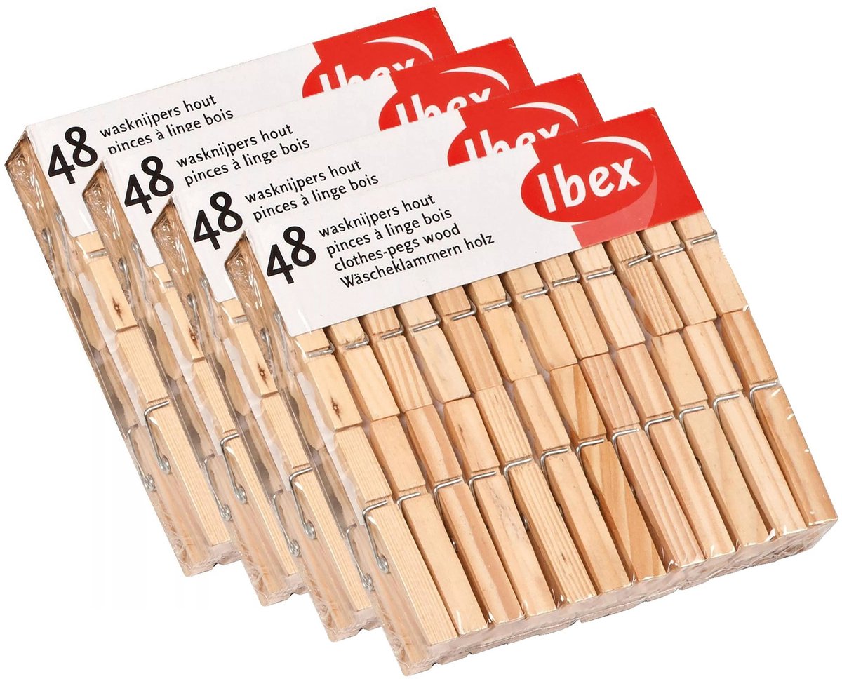 Goedkoopste Wasknijpers - 192x - hout - knijpers - wasspelden - wasgoed ophangen