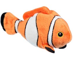 Nature Planet Pluche Tropische Clownsvis - oranje/wit - 13 cm - knuffel vis Nemo