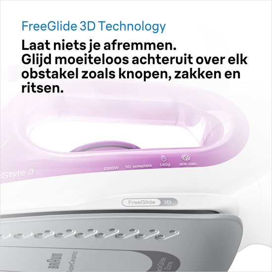 Braun TexStyle 3 SI3030PU - Stoomstrijkijzer - Snel opgewarmd - Precisiepunt - Paars