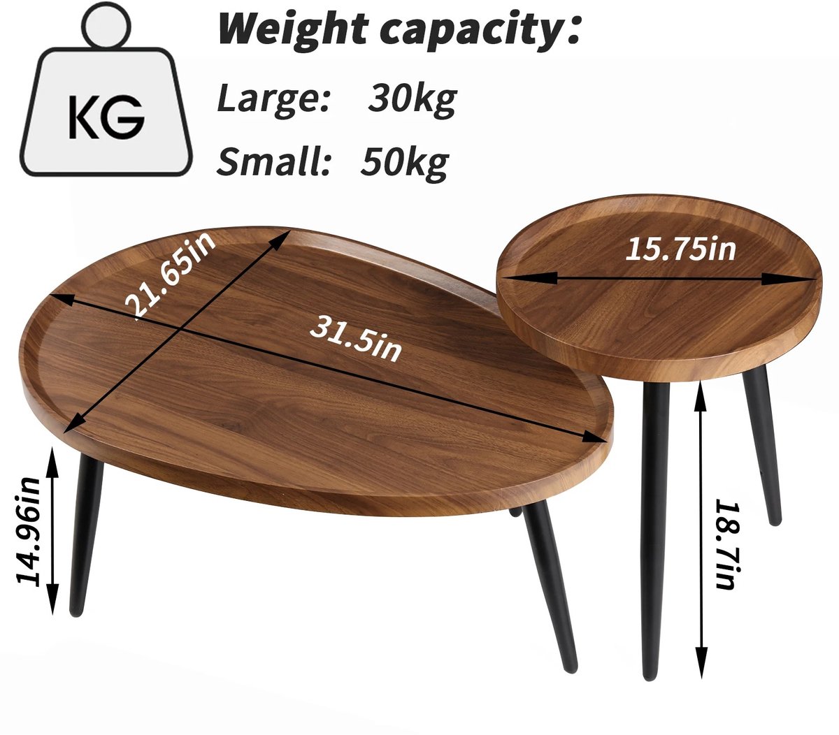 Salontafel Set Van 2 - Salontafels - Salontafel - Bijzettafel - Tafel - Sidetable - Eettafel - Tafels - Woonkamer - Keukentafel - Salon Tafel - Tafeltje - Woonkamer Tafel - Woonkamer Tafeltje