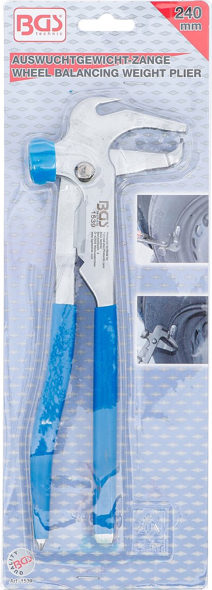 BGS Balanceer- en Wielgewichttang - Geïsoleerde handgrepen - 240 mm - Zwart