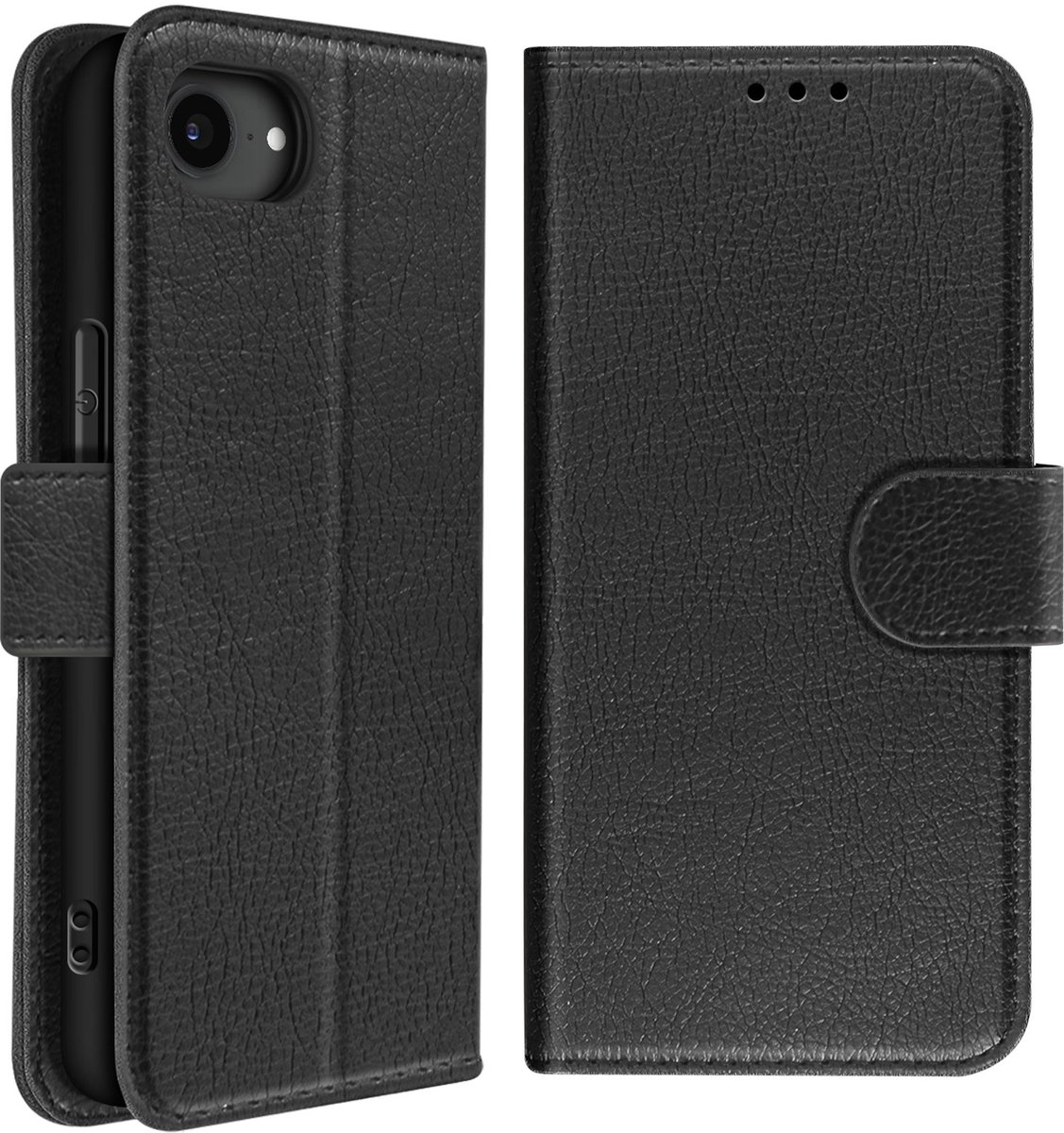 Avizar Hoesje Geschikt voor Apple iPhone 16e Clapet Portemonnee en Videohouder, Zwart