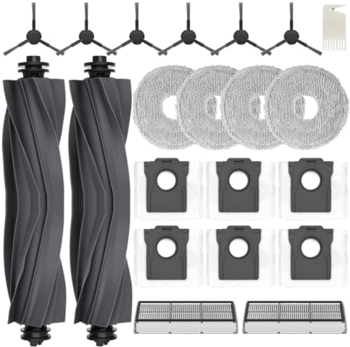 Accessoireset geschikt voor Dreame L10s Ultra Gen 2, L10s Pro Ultra Heat en Mova E30 Ultra - Inclusief 2 rolborstels, 6 stofzakken, 4 mopdoeken, wisserdoeken, 6 zijborstels, 2 filters en reserveonderdelen