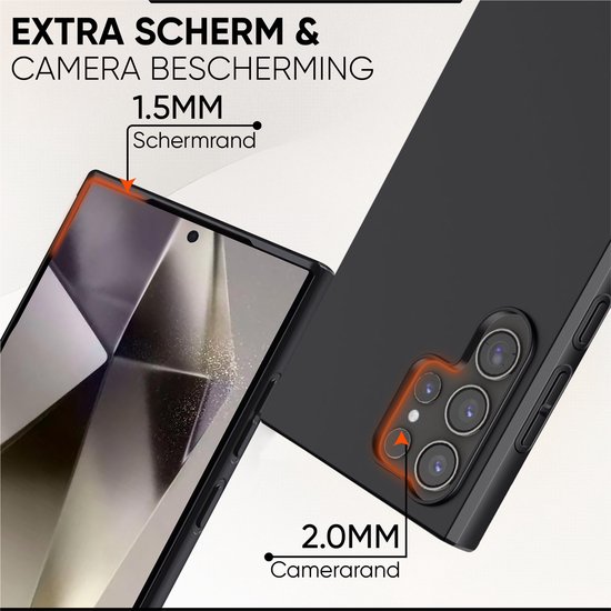 NUVEX Coque compatible avec Samsung Galaxy S24 Ultra Zwart - Anti-choc avec 1 film protecteur d'écran