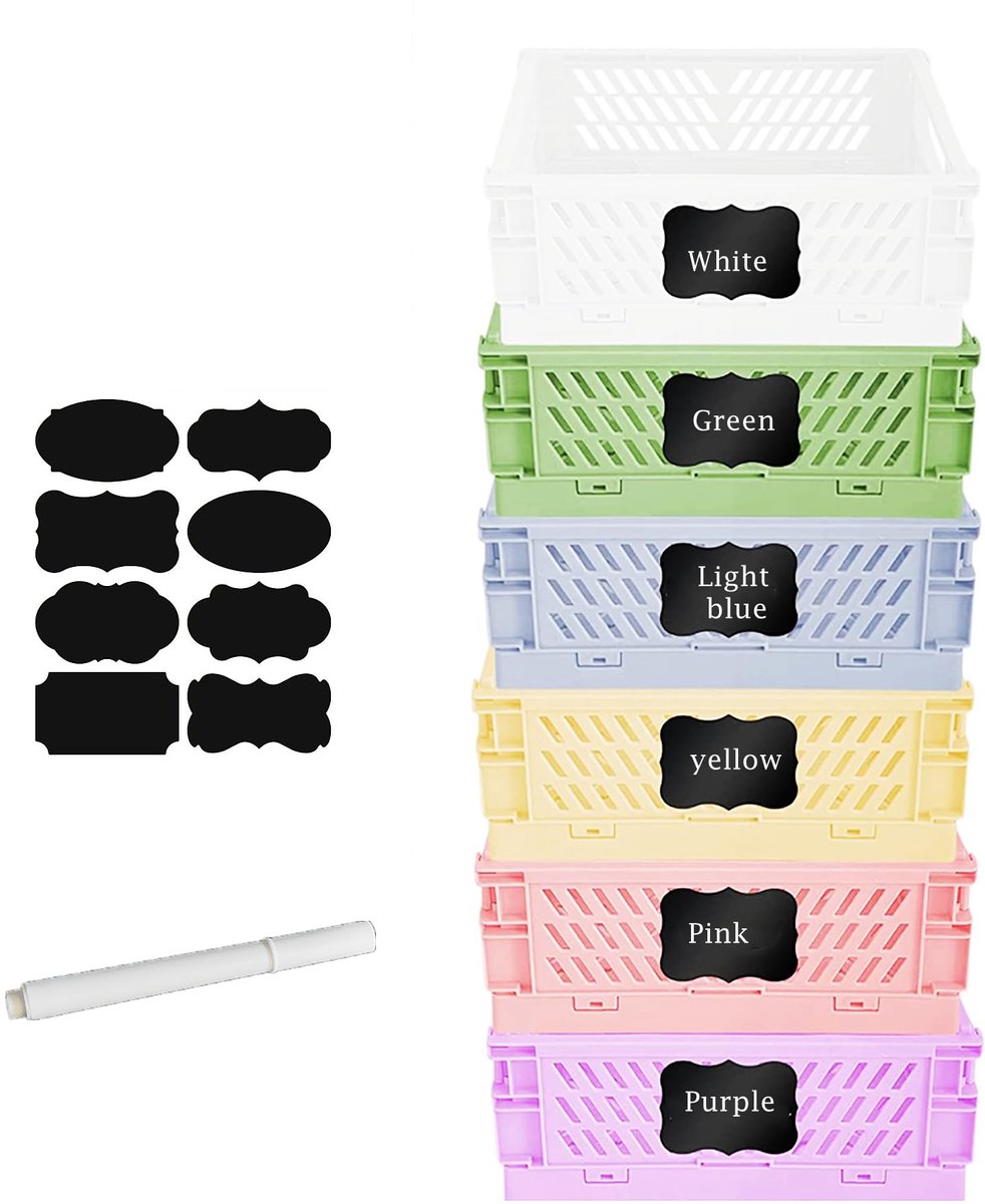 My Ninki ® Compacte en Stapelbare Opvouwbare Opslagmanden Set met 6 Kisten voor Diverse Ruimtes