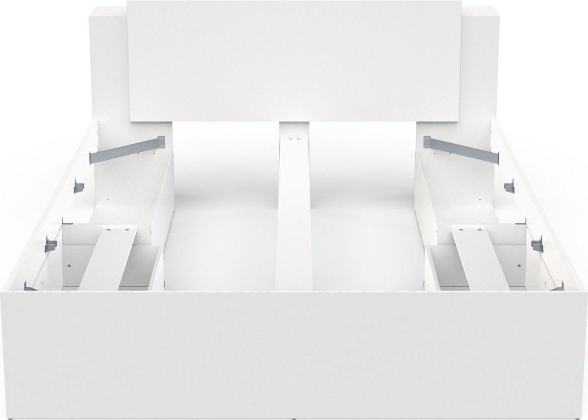 Tweepersoonsbed Liva - 160x200cm - met opbergruimte - wit - CBA - Bedden met lades - Wit - Melamine; Spaanplaat - Bedden met lades - Tweepersoons - Normaal bed