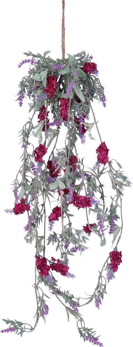 Decoris Lavendel Bloemen slinger - 1x stuks - roze - kunstplanten - 80 cm- Kunstplanten/kunsttakken