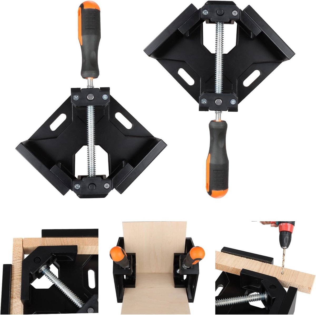 2 stuks 90 graden aluminiumlegering hoekklemmen - verstelbaar - voor hout en metaal