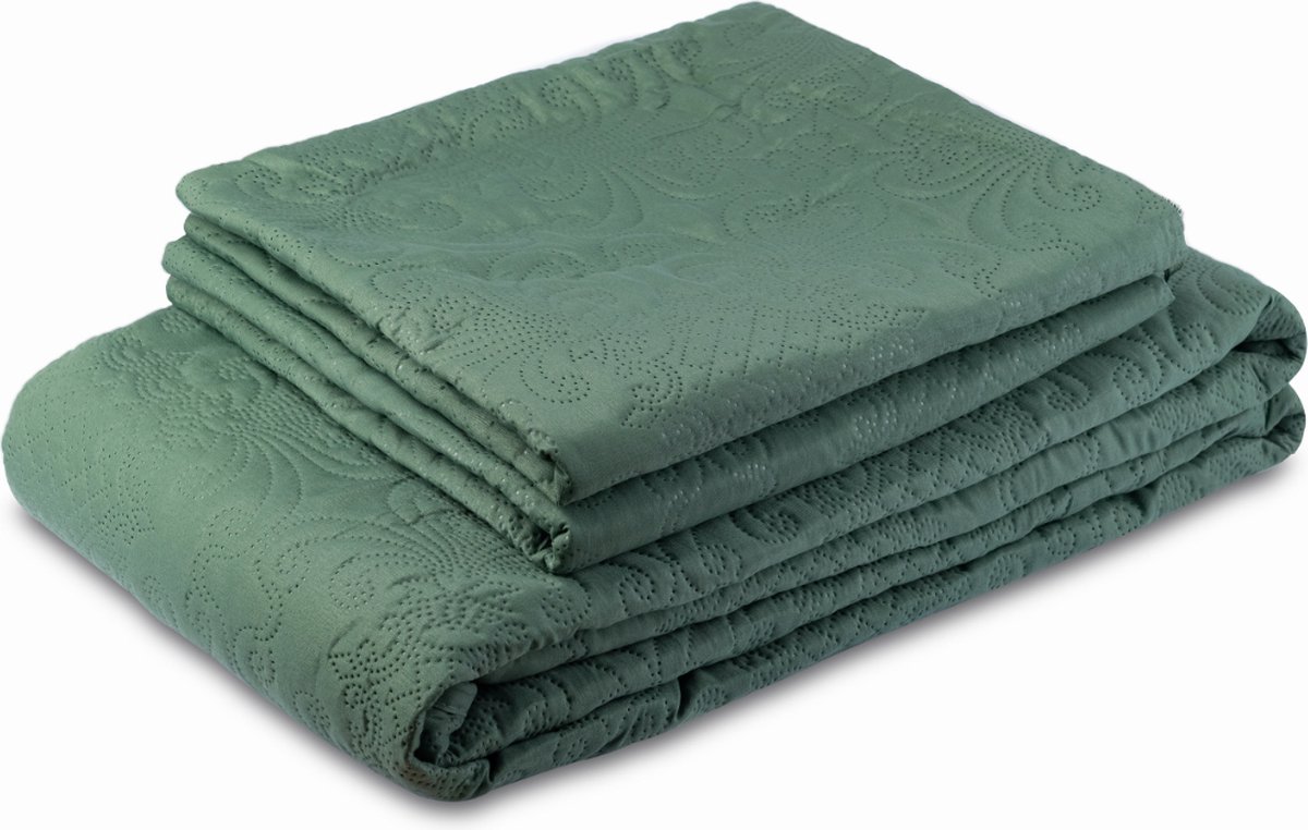 Zydante Home® Bedsprei Incl. 2 Hoezen -Dark Green Royal - 220x240 cm + 2 * 60x70 cm