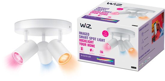 WiZ Slimme LED-Opbouwspot Draaibaar 5W Gekleurd En Wit Licht Imageo Zwart 3st