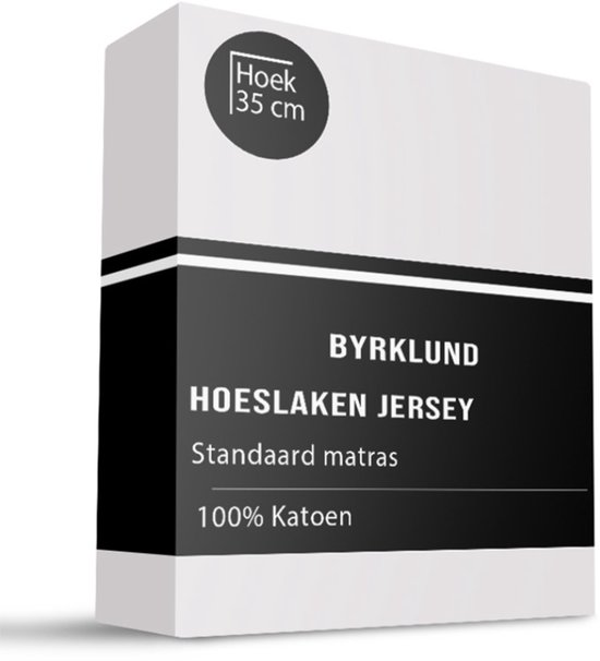 Verpakking van Byrklund hoeslaken jersey, standaard matras, 100% katoen, hoek 35 cm.