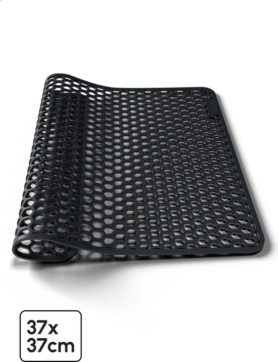 Bodo® – Tapis d'évier en Siliconen Zwart - 37 x 37 cm - Accessoires de vêtements pour bébé de Cuisine - Protecteur pour évier 40 x 40 cm - Sous-verres en Siliconen - Anti rayures - Accessoires de vêtements pour bébé d'évier
