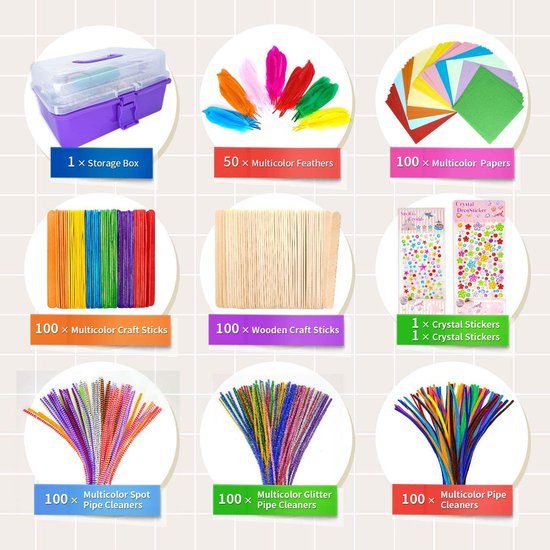 Knutseldoos Zelfmaakset-2000+PCS Creatief- Knutselpakket -Knutselwerk voor Kinderen-knutselaccessoires - Creatief Speelgoed - Knutselkoffer - Knutselset - Knutselbox - Knutselen Meisjes - Knutselen Jongens - Knutselen voor kinderen