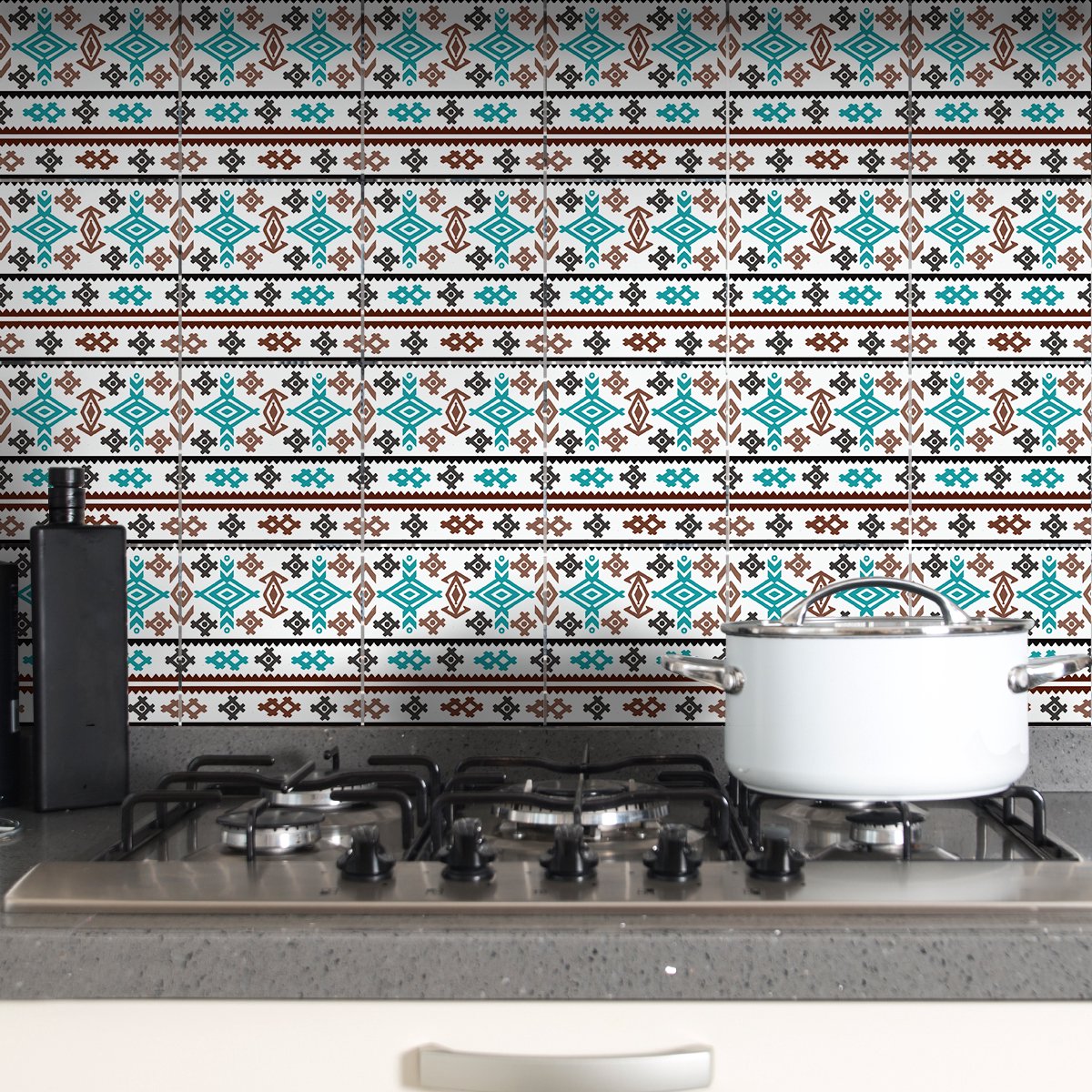 Ambiance Sticker Zelfklevende tegelmuurstickers voor keuken en badkamer - 24 Bohemian Cheyanne tegelstickers - 24 stickers 20x20cm Multi color