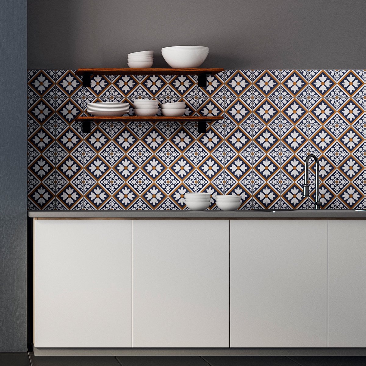Ambiance Sticker Zelfklevende tegelmuurstickers voor keuken en badkamer - 30 Azulejos Aniceto tegelstickers - 30 stickers 20x20cm Multi color