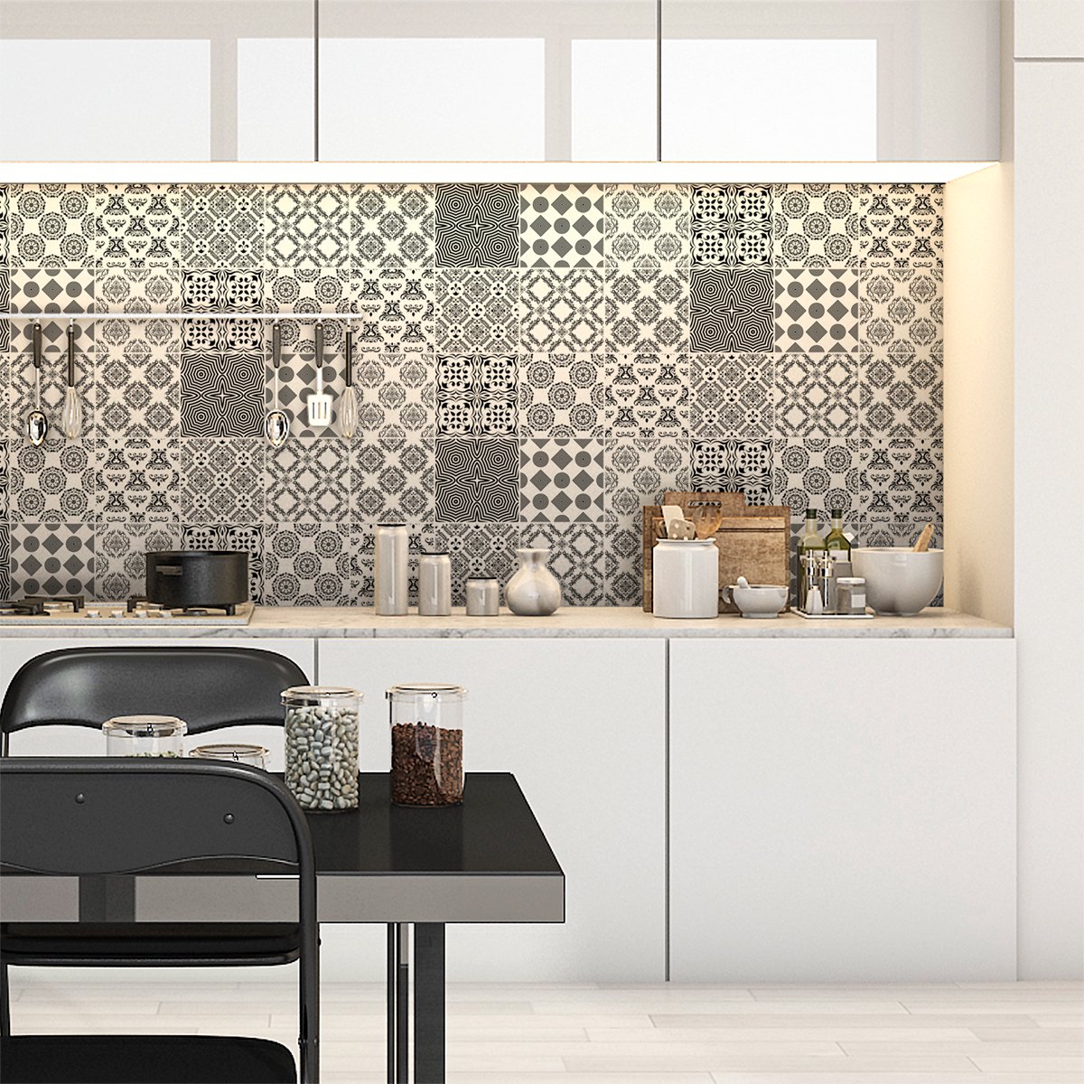 Ambiance Sticker Zelfklevende tegelmuurstickers voor keuken en badkamer - 9 Scandinavische tegelstickers van Kaltina - 9 stickers 10x10cm Multi color