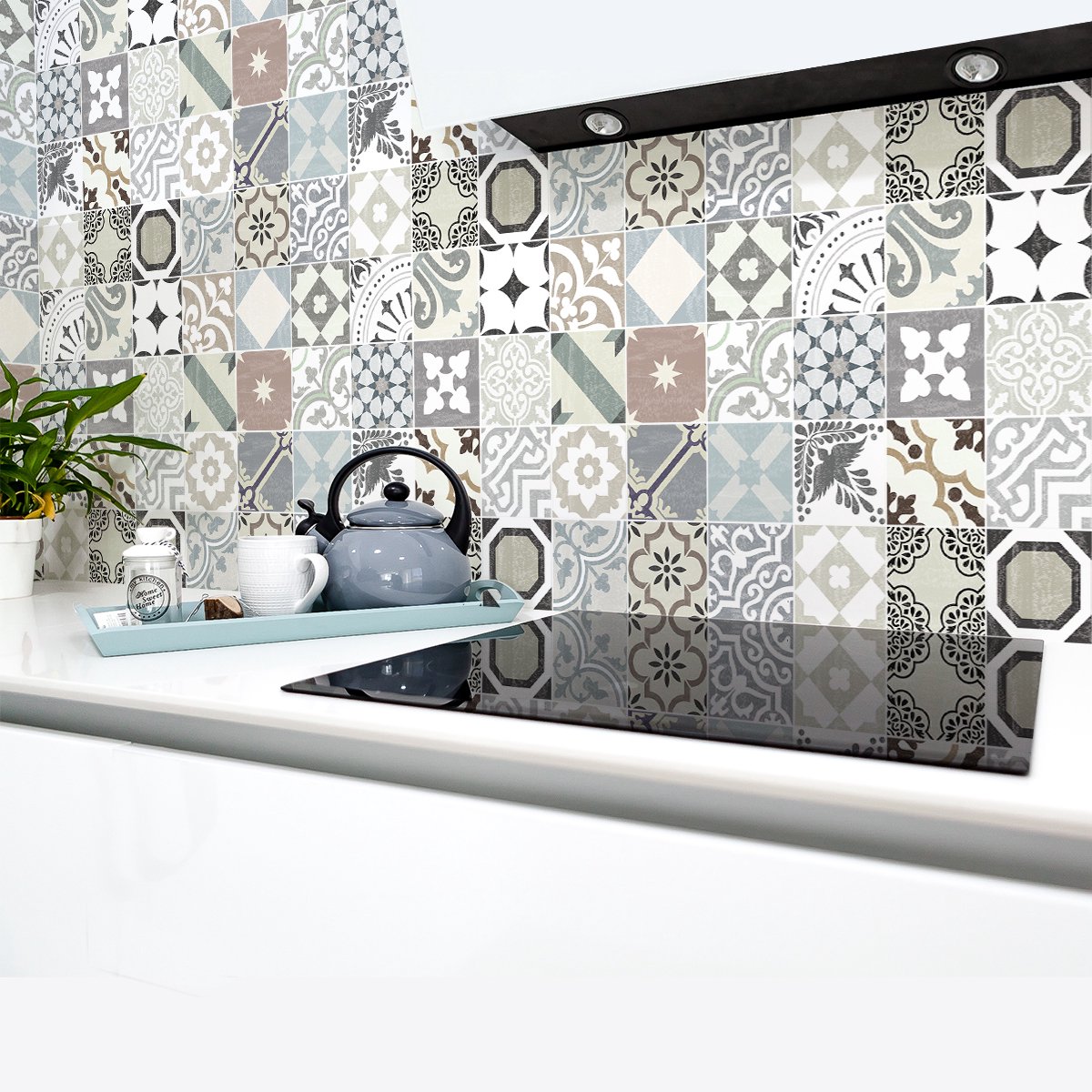 Ambiance Sticker Zelfklevende tegelmuurstickers voor keuken en badkamer - 30 authentieke Ariatino cementtegelstickers - 30 stickers 15x15cm Multi color