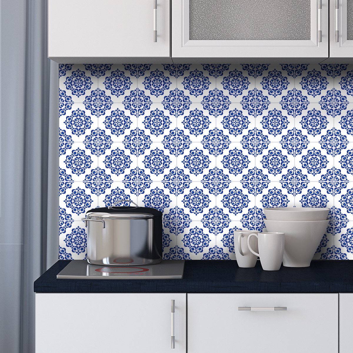 Ambiance Sticker Zelfklevende tegelmuurstickers voor keuken en badkamer - 30 Boheemse Callia cementtegelstickers - 30 stickers 15x15cm Multi color