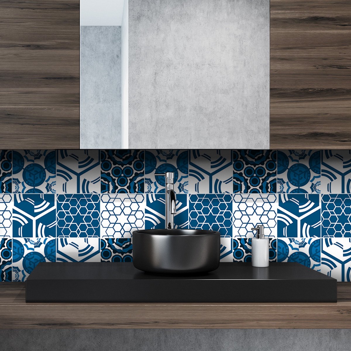 Ambiance Sticker Zelfklevende muurtegelstickers voor keuken en badkamer - 24 etnische Sapporo cementtegelstickers - 24 stickers 10x10cm Multi color