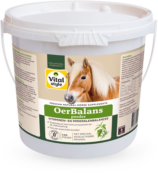 VITALstyle Oerbalans - Paarden Supplement - Poeder - Dé Vitaminen- En Mineralenbalancer Met De Kracht Van De Natuur - Met o.a. Brandnetel & Mariadistel - 4 kg VITALstyle Oerbalans - Paarden Supplement - Poeder - Dé Vitaminen- En Mineralenbalancer Met De Kracht Van De Natuur - Met o.a. Brandnetel & Mariadistel - 4 kg