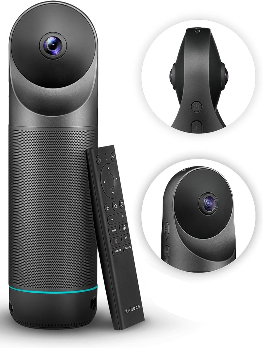 Vergadercamera 360 Graden - Alles-in-één Video Conferentie Camera - Automatische Spreker Focus - Intelligente Zoom - Video en Audio Conferentie Camera - Geschikt voor Kleine tot Grote Vergaderruimtes