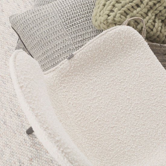 Nolon Nino-Fé Tabouret de Bar Bouclé Beige - Tissu - Piètement Zwart - 75 cm - Tabouret de Bar avec Dossier