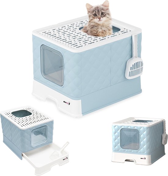 MaxxPet opvouwbare kattenbak – 50x41x37cm – lichtblauw
