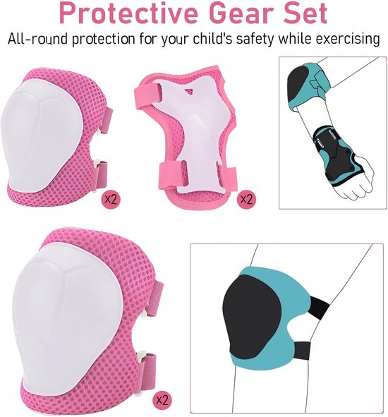 Casque Vélo Enfant + Protections Complètes - Casque Réglable, Coudières, Genouillères, Protège-Poignets - Idéal Skate, Trottinette, Roller