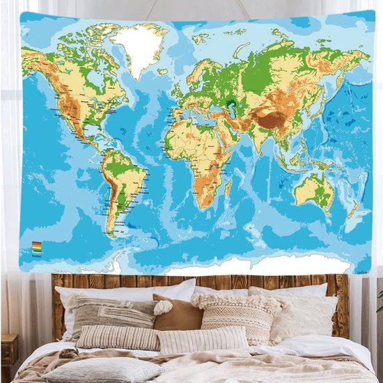 Ulticool - Décoration murale Wereldkaart - Tapisserie - 200x150 cm - Groot tapisserie - Affiche