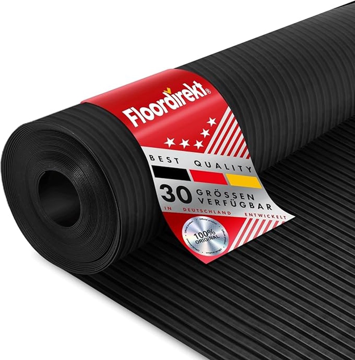 Floordirekt Rubberen Loper - Rubbermat Zwart - Dikte 3 mm - Breed Geribbeld Profiel - Slijtvast, Antislip & Veelzijdig Inzetbaar voor Binnen en Buiten - 120 x 250 cm