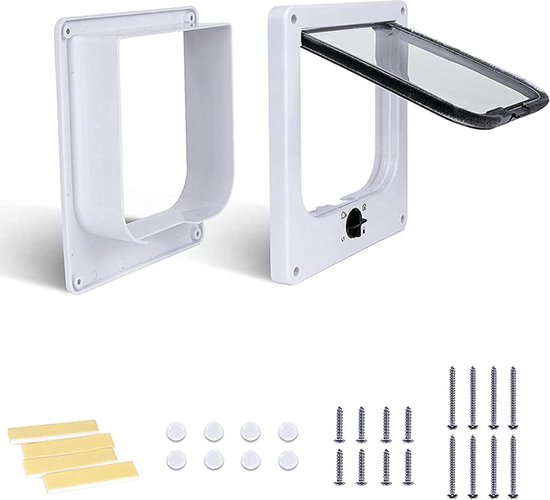 Kattenluik, kattendeur, hondenluik deur kattenluik, hondenluik voor honden, kattendeur, kamerdeur, hondendeur, raam, magneetafsluiting, 4-weg vergrendeling kat voor kleine honden en katten paneel Kattenluik, kattendeur, hondenluik deur kattenluik, hondenluik voor honden, kattendeur, kamerdeur, hondendeur, raam, magneetafsluiting, 4-weg vergrendeling kat voor kleine honden en katten paneel