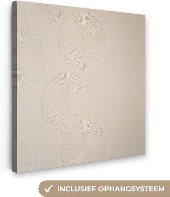 Canvas schilderij 20x20 cm - Exclusieve wanddecoratie Japandi - Beige - Modern - Muurdecoratie woonkamer - Slaapkamer decoratie - Kamer accessoires - Schilderijen op canvas