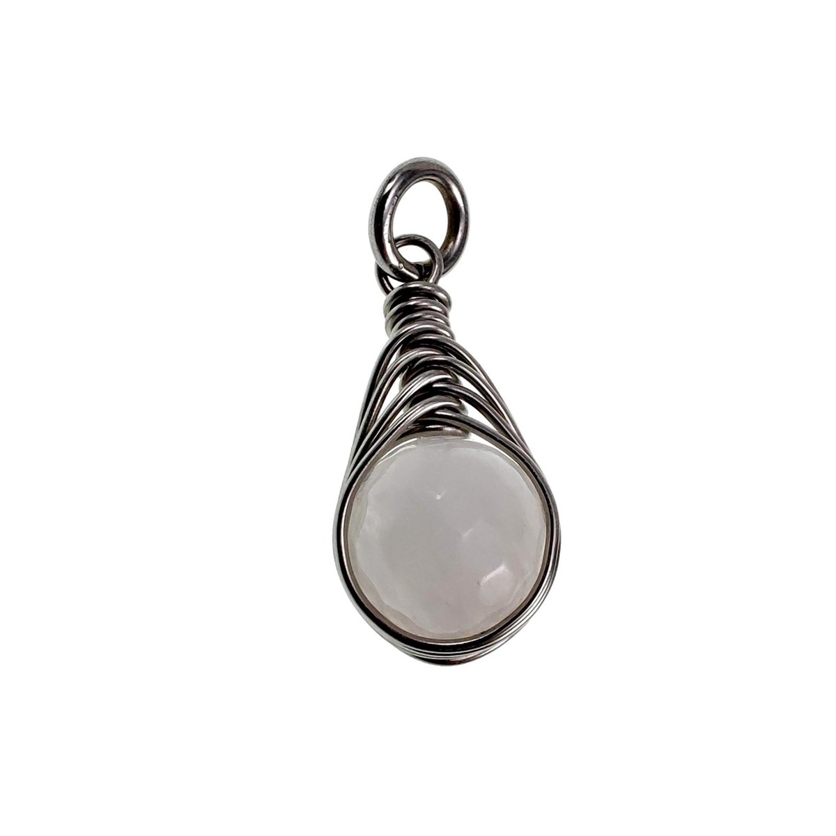 31mm x 12mm Gefacetteerde Witte Jade Steen Hanger Dames - RVS - Handgemaakt Visgraattechniek Steen Hanger