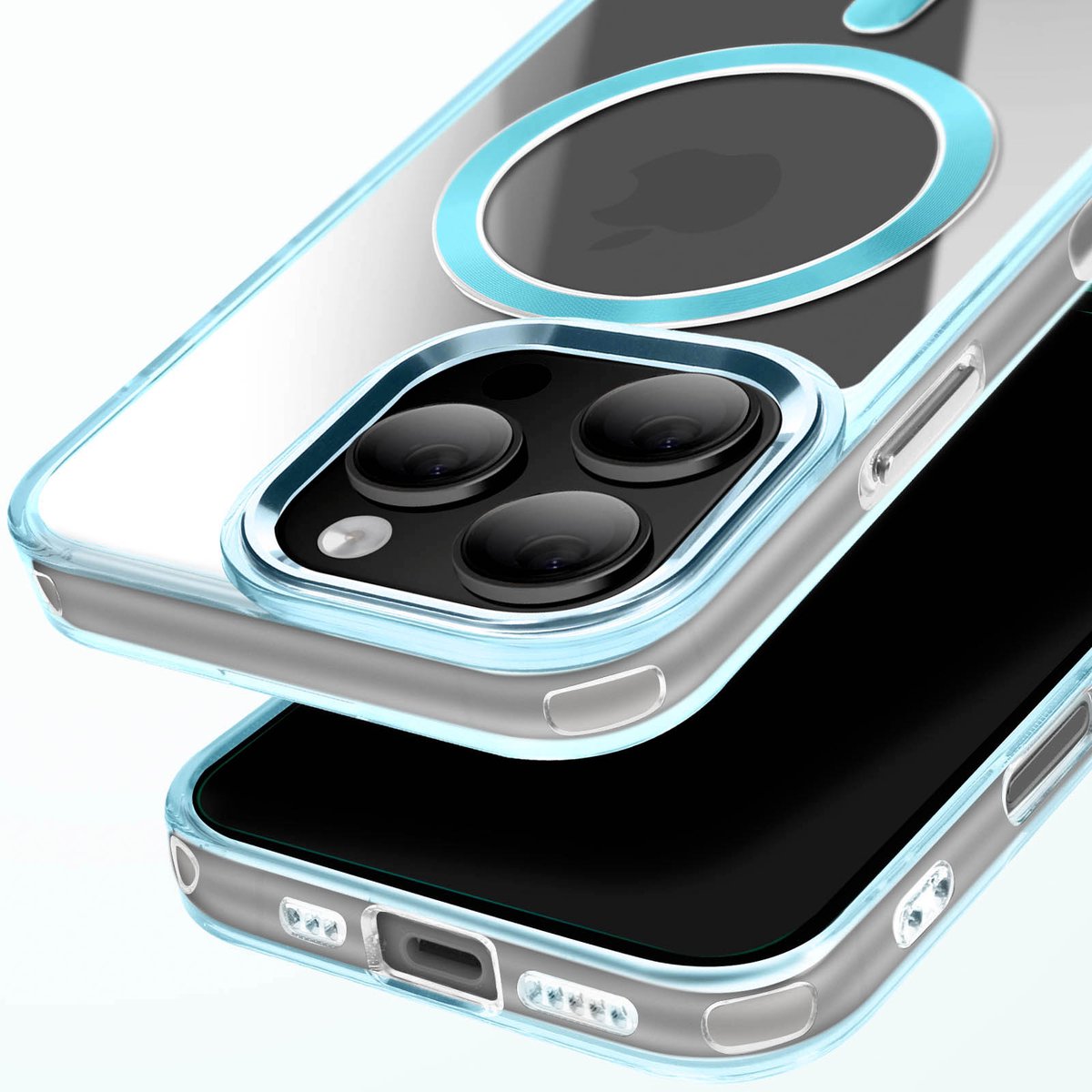 Avizar MagSafe hoesje Geschikt voor Apple iPhone 16 Pro Crystal Color rug, Blauw