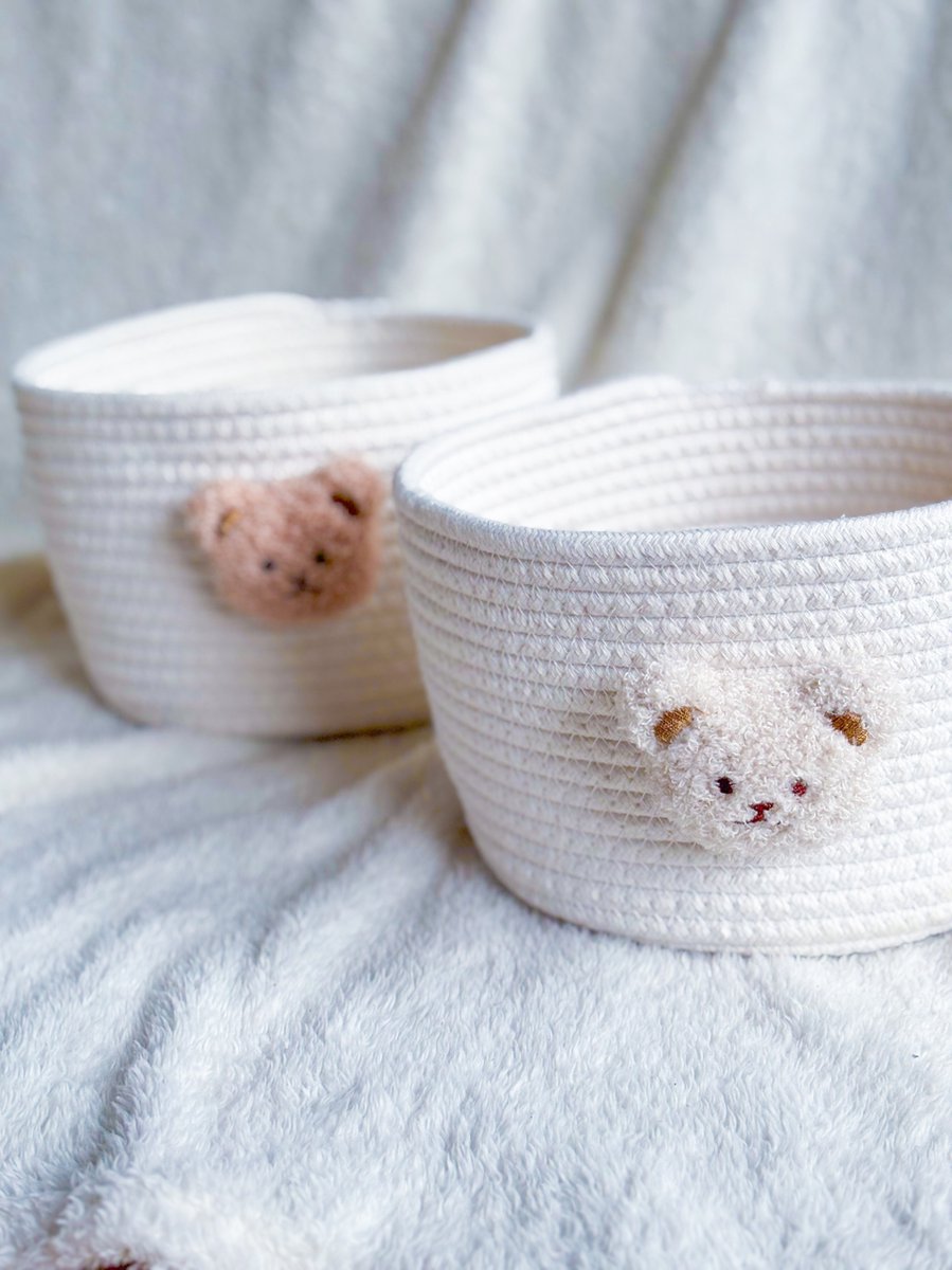 Commodemandjes teddy 2 stuks - setje – teddybeer – commode organizer – opbergmand kinderkamer - babykamer decoratie – kraamcadeau - Baby speelgoed. – foto 2