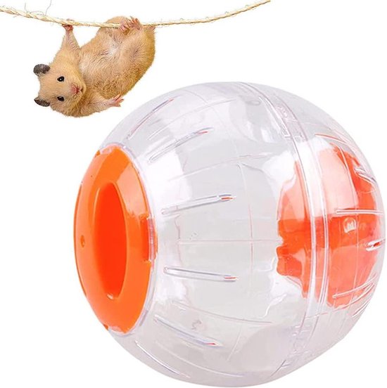 2 stuks hamsterbal, 12 cm kleine dieren dwerghamsterbal, transparant draaiend loopwiel, hamster speelgoed kooi-accessoires voor kleine dieren (rood oranje