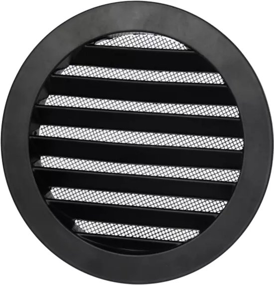 Grille murale d'air extérieur en aluminium ronde - Ø 160 mm - NOIRE