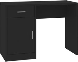 vidaXL Bureau - Zwart - 100x40x73 cm - Met kast en lade Kantoormeubilair - Bureau - Houten Bureau - Zwart Bureau - Compact Bureau
