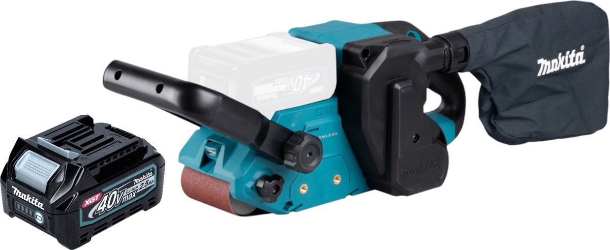Makita BS 001 GD1 Snoerloze bandschuurmachine 40 V max. 76 x 533 mm borstelloos + 1x oplaadbare accu 2,5 Ah - zonder lader
