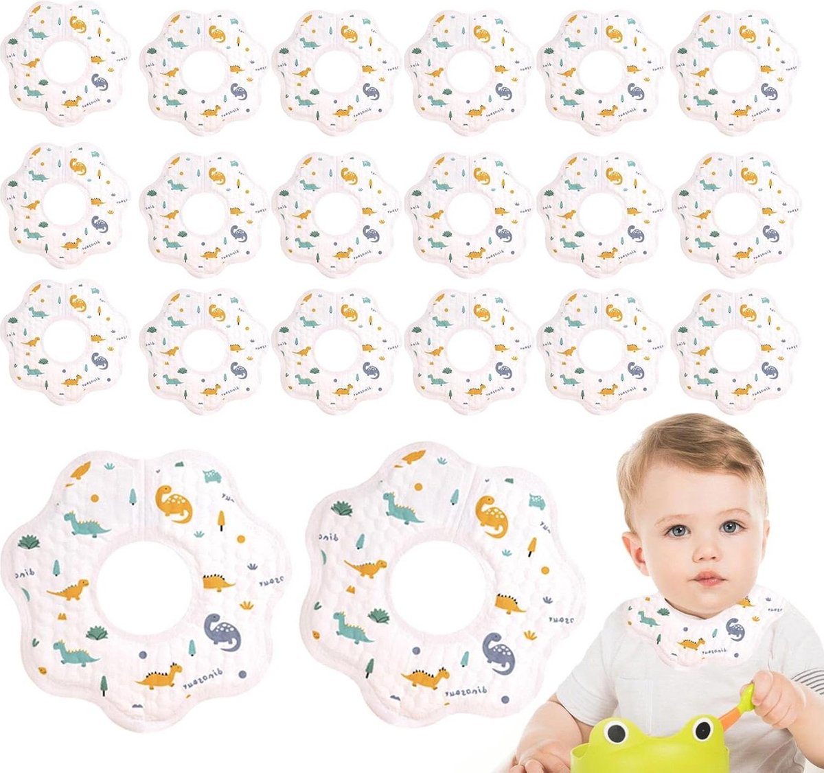 Katoenen kwijlslabbetjes - absorberende zachte lagen - voor baby's - 20-pack - kwijlen voeden tandjes .